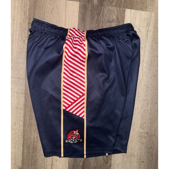 CV Rockets Youth Basketball Shorts Xl Blue & Red Striped Polyester - Picture 2 of 6